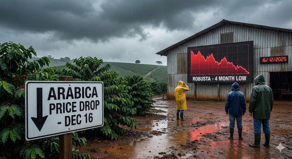 Giá cà phê ngày 16/12: Mưa 